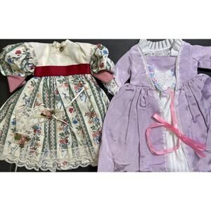 Doll Clothes 2 Victorian Dresses Headpieces Fits 16-18” Doll New